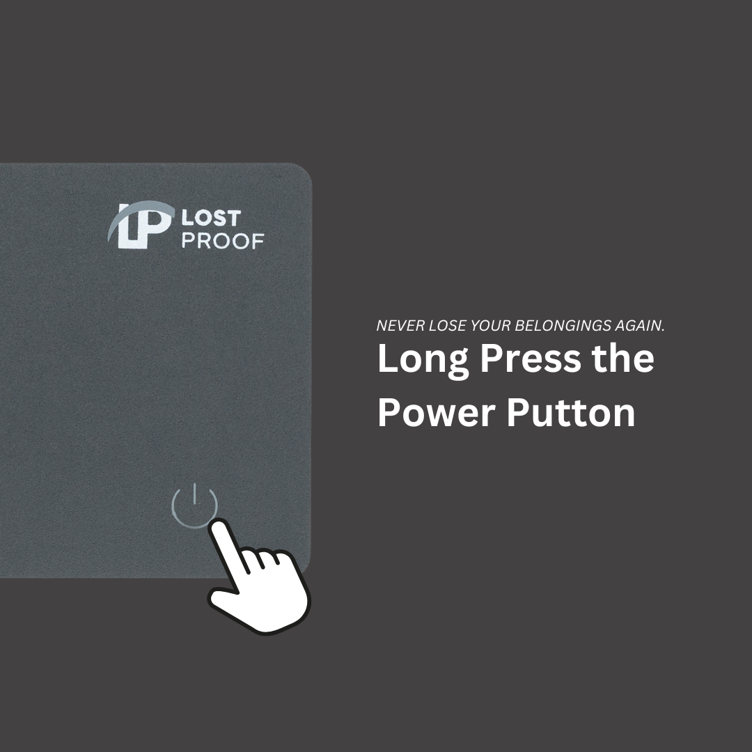 Long Press the power button on CardTrack Wallet finder text.