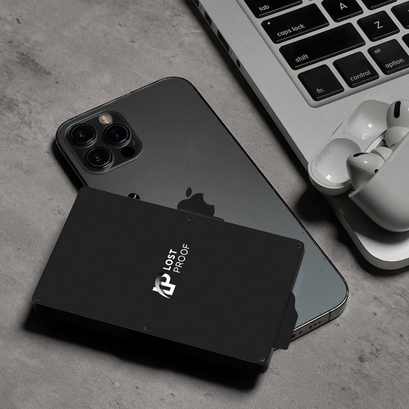 CardHold Mini. An Ultra-Slim, Deep-Pocket Wallet With RFID Protection. Paired with an iPhone 13 Pro Max and AirPods 2nd generation. 